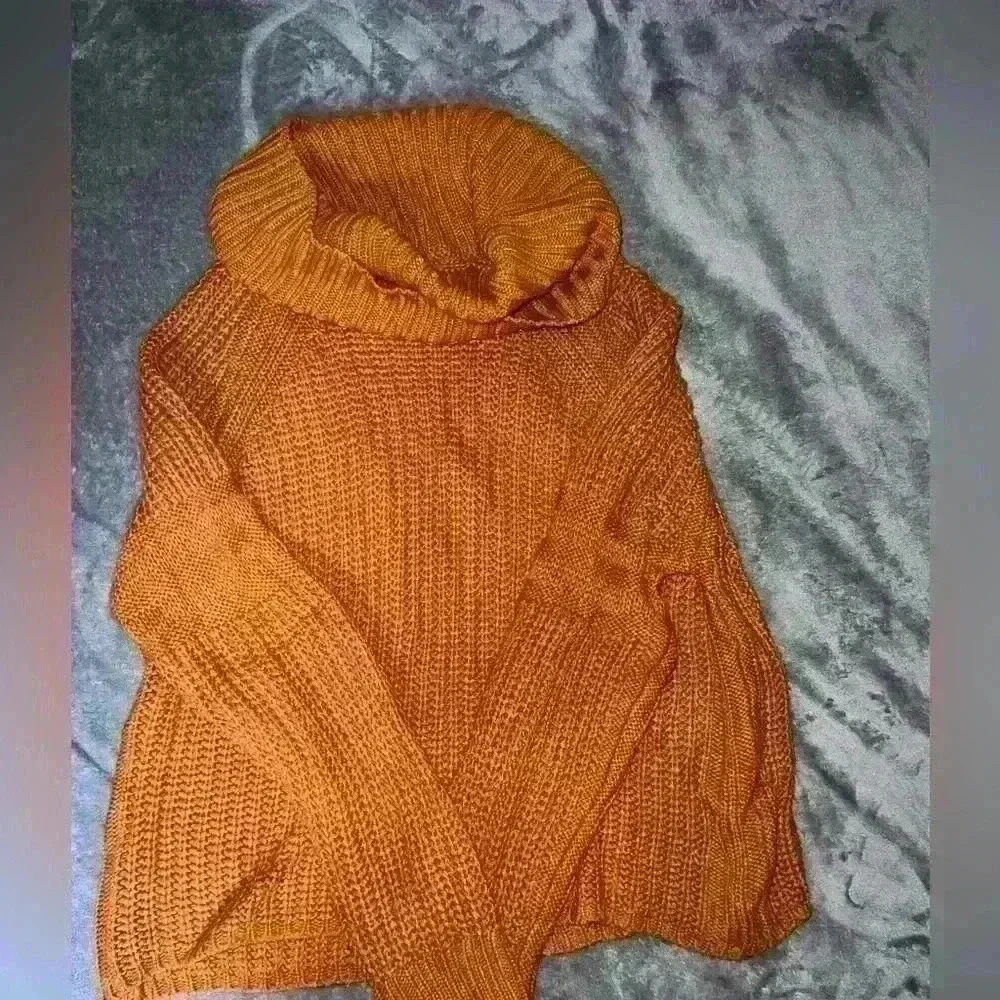 charlotte russe chunky cowl neck sweater rustic orange